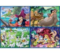 Coffret 4 Puzzles 50-80 - 100-150 Pieces - 101 Dalmatien - Livre de la Jungle - Peter pan Alice au Pays des Merveilles - Set Jeu Enfant + Une Carte Tigre