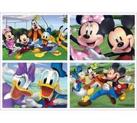 Coffret 4 Puzzles : Mickey Pluto Minnie Dingo et Donald 20-40 - 60-80 Pieces - Set Puzzle progressifs Enfant + Carte Offerte