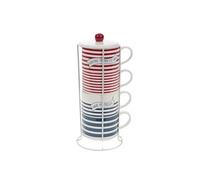 - Coffret 4 tasses Marinière - Blanc - Porcelaine