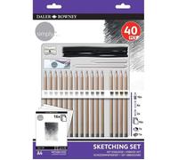 Coffret 40 pièces croquis & dessin & esquisse:crayons papier fusains estompe...