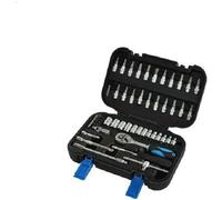 Coffret 46 pièces - Clé cliquet, douilles, rallonges & embouts - 1/4