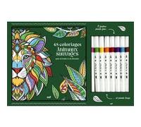 Coffret Coloriages - Animaux sauvages: Un carnet à colorier avec des feuilles détachables et 8 feutres