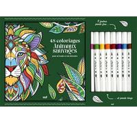 Coffret Coloriages - Animaux sauvages: Un carnet à colorier avec des feuilles détachables et 8 feutres