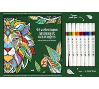 Coffret Coloriages - Animaux sauvages: Un carnet à colorier avec des feuilles détachables et 8 feutres