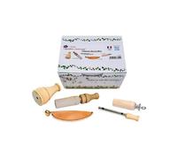 Fuzeau - Coffret 5 Appeaux Manuels - Bois Naturel Buis et Hêtre Vernis Alimentaire - Sons d’Oiseaux Authentiques Poule d’Eau, Grive, Moineau, Rossignol, Canard - Dès 4 Ans - Ref.78321
