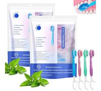 Coffret 5 en 1 : mini brosse à dents, fil dentaire, gratte-langue et cure-dents, brosses à dents jetables portables avec dentifrice, 4 parfums pour les voyages et les réunions.