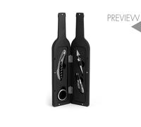 Coffret 5 Pièces Sommelier Forme De Bouteille Couleur Noir Avec Gadget H&H