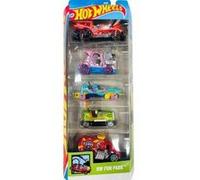 Coffret 5 vehicules hot wheels : hw fun park - set voitures miniatures + carte tigre - jouet enfant