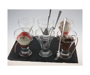 Coffret 6 coupes à glace et 6 grandes cuillères coudées Lebrun
