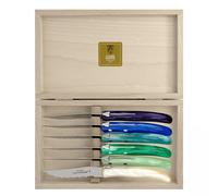 Coffret 6 couteaux steak Berlingot panaché bleu-vert