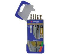Tivoly Coffret de forets 2 en 1 Bois-Métal Technic gradués Gris, Bronze – 6 pièces