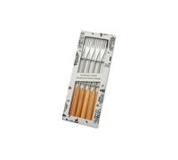 COFFRET 6 FOURCHETTES A FONDUE 3 DENTS MANCHE BOIS NATUREL