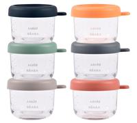 BÉABA, Coffret 6 Portions Verre Conservation Repas Bébé/Verre Résistant, 100% Hermétique, Résiste Chaleur Froid, Congélation, Stérilisation, Graduation, 150 ml, Sunrise