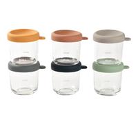 BÉABA, Coffret 6 Portions Verre Conservation Repas Bébé/Verre Extra Résistant, 100% Hermétique, Résiste Choc thermique, Congélation, Stérilisation, Graduation, 250 ml, Sunrise