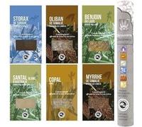 Coffret 6 résines à brûler + 14 bâtonnets d'encens ayurvédique Multicolore G