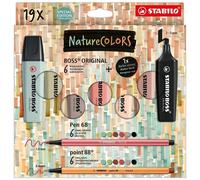 Coffret - 6 Surligneurs Stabilo Boss - 6 Feutres Pen 68 - 6 Stylos-Feutres Point 88