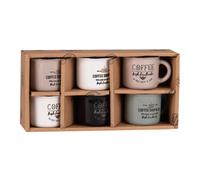 Coffret 6 tasses à café en céramique imprimée 8.5x5.5x6cm Multicolore
