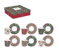 COFFRET 6 TASSES A CAFE EN PORCELAINE 100ML CHRISTMAS JOY - EASYLIFE