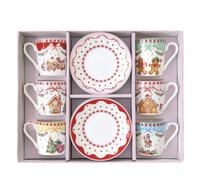 Coffret 6 tasses à café en porcelaine Sweet Christmas, 100 ml - EASYLIFE
