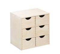 Coffret 6 tiroirs - ZELLER - 13192 - Bouleau naturel - 28 x 20 x 28 cm - Petit meuble complément