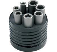 Coffret 7 douilles magnétiques sur tonnelet, embout 6 pans pour perceuse LEMAN