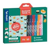 Coffret 7 Stylos roller Pilot Pen FriXion Sushi avec carnet de notes Multicolore G