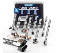 Coffret 8 Forets Forstner 12-40 mm Mèche à Bois Tête Plate | Huit diamètres de 12 à 40 mm pour charnières de meuble, tourillons et passages de câble