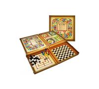 Toys Coffret 8 Jeux de societe Classiques - Mallette Plastique muti Jeux - Plateaux Dames, Petits Chevaux, oie, marelle - Fabrique en France