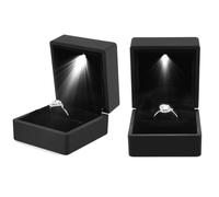 Coffret à bague LED lumineux pour demande en mariage, boîte à bijoux élégante pour fiançailles ou mariage, noir