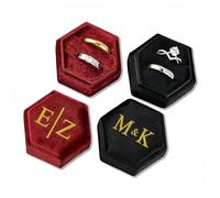 Coffret À Bagues Octogonal En Velours Personnalisé, Coffret Cadeau Personnalisé À 2/3 Compartiments, Présentoir À Bijoux Pour Fiançailles, Mariage 5 * 45 * 5 cm