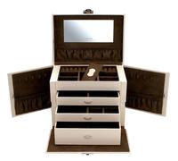 Coffret à bijoux beige en cuir de vachette ''Vanity''
