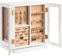 Coffret à bijoux blanc - Coffret à bijoux avec 5 tiroirs spacieux - Rangement rotatif pour bijoux - Grand organisateur de bijoux