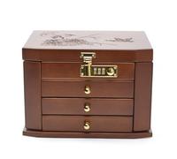 Coffret À Bijoux - Coffret À Bijoux En Bois Massif Avec Serrure, Boîte De Rangement De Bijoux De Grande Capacité, Boîte De Rangement Pour Anniversaire De Mariage(26*19*18cm/10.2*7.4*7IN)
