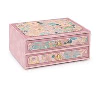 Coffret à bijoux de grande capacité, organiseur de luxe à 2 et 3 niveaux avec motifs complexes for l'or, le jade, les bagues et les colliers. Rangement de bijoux(Roze,26 * 19.5 * 12CM)