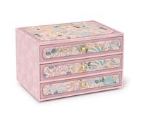 Coffret à bijoux de grande capacité, organiseur luxe 2 et 3 niveaux avec motifs complexes for l'or, le jade, les bagues colliers(Roze,26 * 19.5 * 17CM)