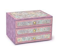 Coffret à bijoux de grande capacité, organiseur luxe 2 et 3 niveaux avec motifs complexes for l'or, le jade, les bagues colliers(Lila,26 * 19.5 * 17CM)