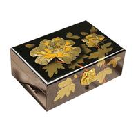 Coffret à bijoux de style chinois, boîte de rangement décorative en laque polie avec motif de pivoine dorée, organisateur de bibelots exquis Emballage cadeau