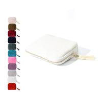 Coffret à bijoux de voyage Gettoreach/Stuffdatas, organiseur portable avec fermeture éclair et pompon, 5 compartiments for bracelets, bagues, boucles d'oreilles et colliers.(White)