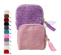 Coffret à bijoux de voyage Gettoreach/Stuffdatas, organiseur portable avec fermeture éclair et pompon, 5 compartiments for bracelets, bagues, boucles d'oreilles et colliers.(2pcs-b)