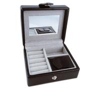 Coffret à Bijoux de voyage 'So British' noir (cuir) - 87x75x45 mm [A1857]