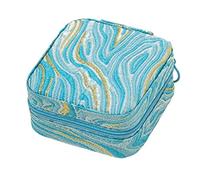 Coffret à bijoux doré vintage, organiseur de rangement bleu de luxe avec doublure en velours for colliers, bagues, boucles d'oreilles et bracelets Emballage cadeau(10 * 10 * 5cm NO.2)