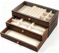 Coffret à Bijoux éLéGant en Bois avec Couvercle Transparent, Coffret à Bijoux de 1 à 8 Tiroirs pour Femme, Cadeau d'anniversaire IdéAl pour Une éPouse ou Une Maman(3 Layer C)