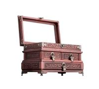 Coffret À Bijoux en Acajou, Grande Boîte De Rangement en Palissandre Rouge, Emballage De Bijoux Classique, Boîte De Rangement Rétro Solide pour Boucles d'oreilles, Colliers Et Bag，A-26 * 17 * 18cm