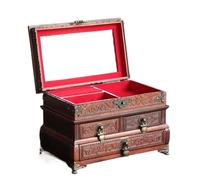 Coffret À Bijoux en Acajou, Grande Boîte De Rangement en Palissandre Rouge, Emballage De Bijoux Classique, Boîte De Rangement Rétro Solide pour Boucles d'oreilles, Colliers Et Bag，B-26 * 17 * 18cm