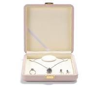 Coffret à bijoux en cuir, doublé de velours for bagues, perles, colliers et boucles d'oreilles, élégant ensemble rose clair Emballage cadeau(Small Set Box)