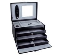 Coffret à bijoux en cuir noir forme Vanity couleur : Marron