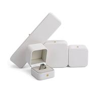 Coffret à bijoux en cuir PU blanc, 4 pièces, doublé de velours, for ranger bagues, pendentifs, bracelets et chaînes longues. Rangement de bijoux