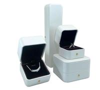 Coffret à bijoux en cuir synthétique 4 pièces, boîte à bagues de fiançailles for pendentif, bracelet et collier Emballage cadeau(Wit)