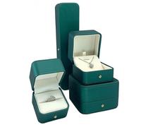 Coffret à bijoux en cuir synthétique 4 pièces, boîte bagues de fiançailles for pendentif, bracelet et collier(Dark Green)