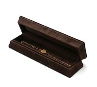 Coffret à bijoux en cuir synthétique, doublé de velours, avec taille étroite for colliers, bracelets et présentoir. Rangement de bijoux(Brown,24.3 * 7.3 * 4.5cm)
